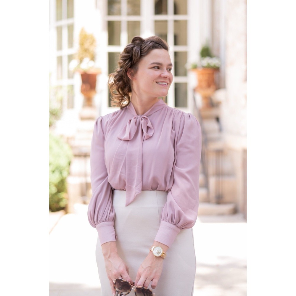 Dainty Jewells Blushing Beauty Blouse‎ Modest Chiffon Lined XS